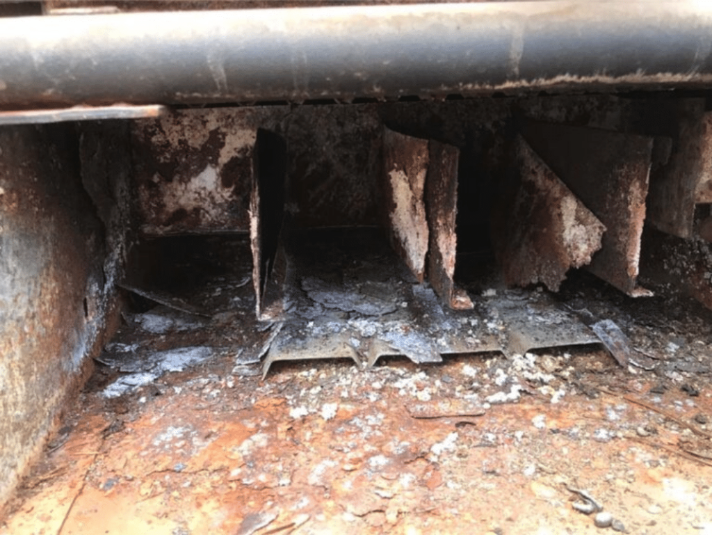 Pool heater interior, heat exchanger rusted
